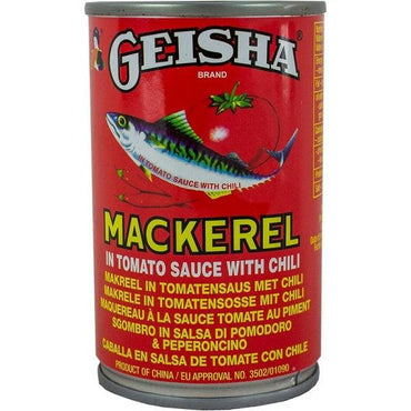 Geisha Mackerel Tomato With Chilli 425g-SurulereFoods — Food Cupboard — Buy Online UK