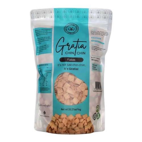 Package of Gratia Chin Chin Flakes with blue and white design