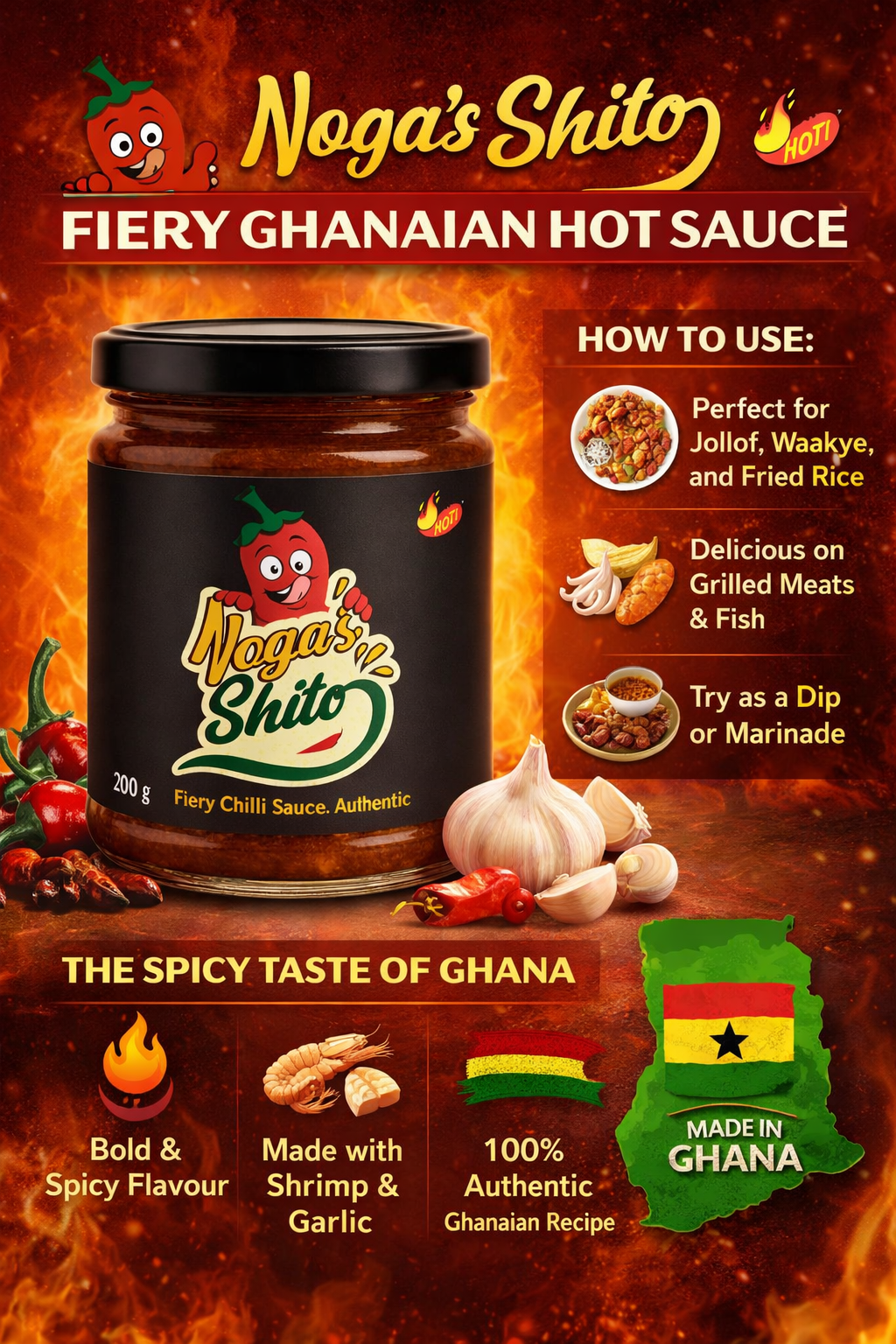 Noga's Shito (Black Pepper Sauce) Authentic Ghanaian Hot Sauce 160g