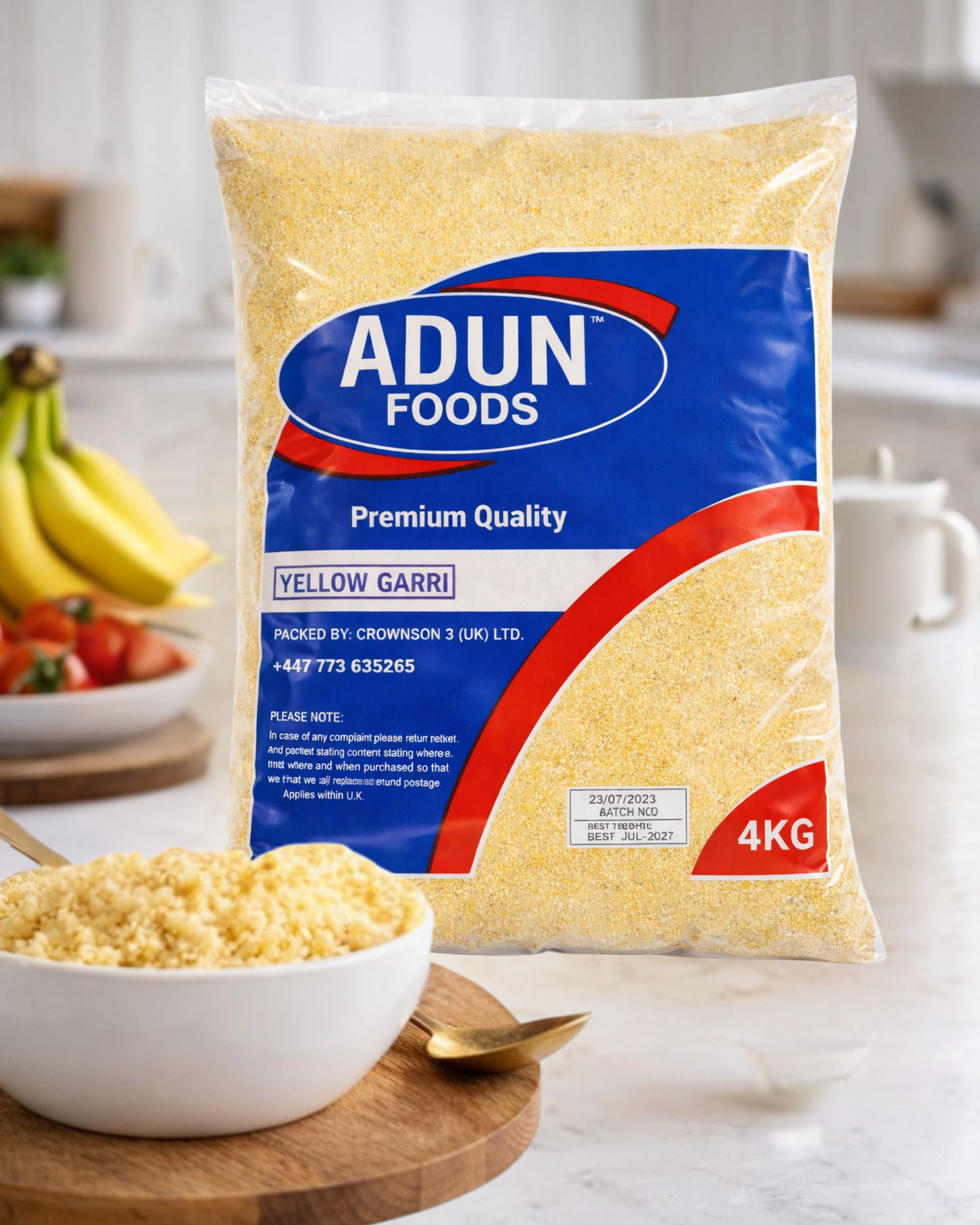 Adun Foods Authentic Golden Yellow Garri 4kg – Authentic & Golden