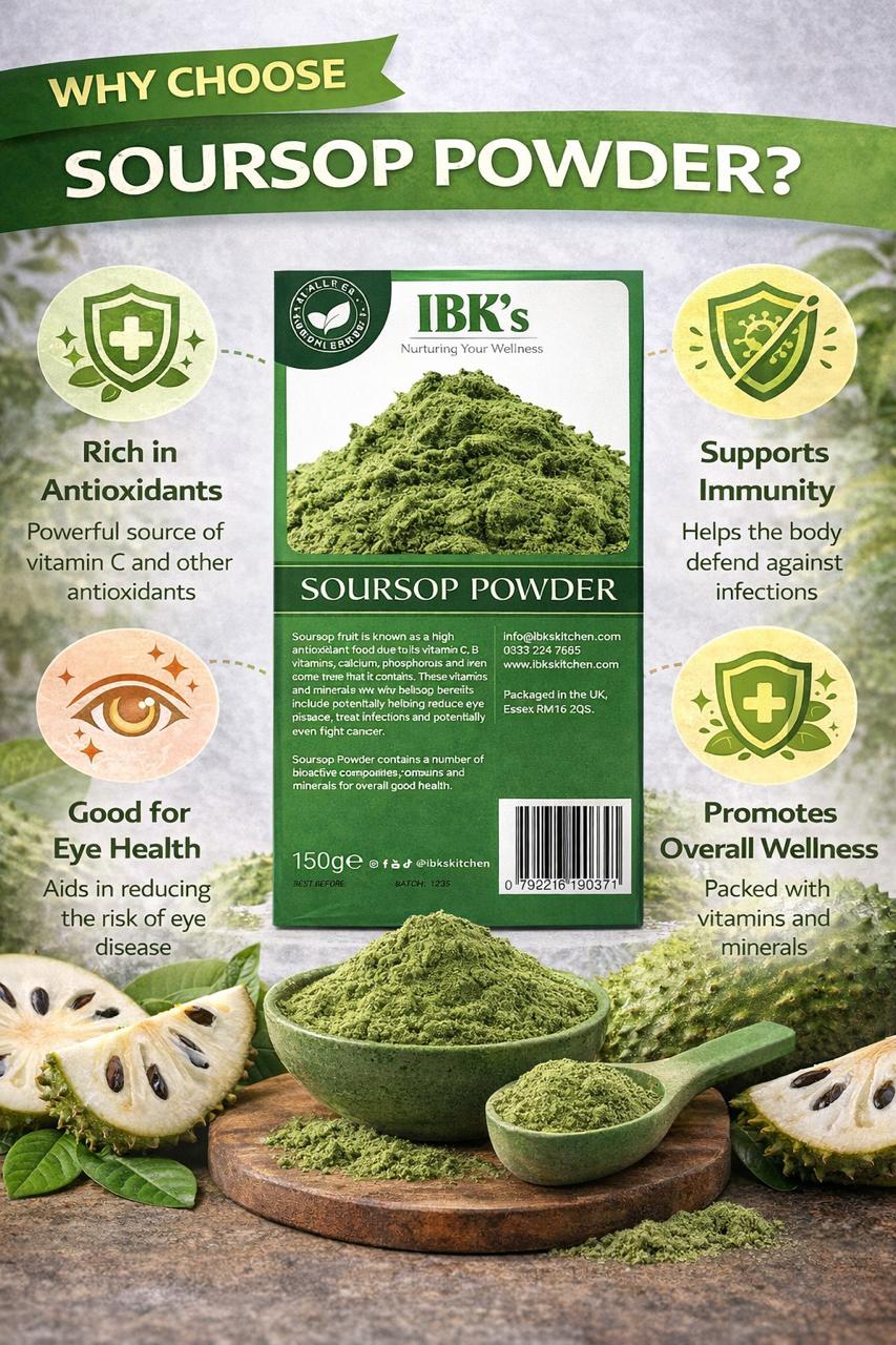 IBK’s Kitchen Soursop Powder – Tropical Fruit Powder for Smoothies & Drinks | UK