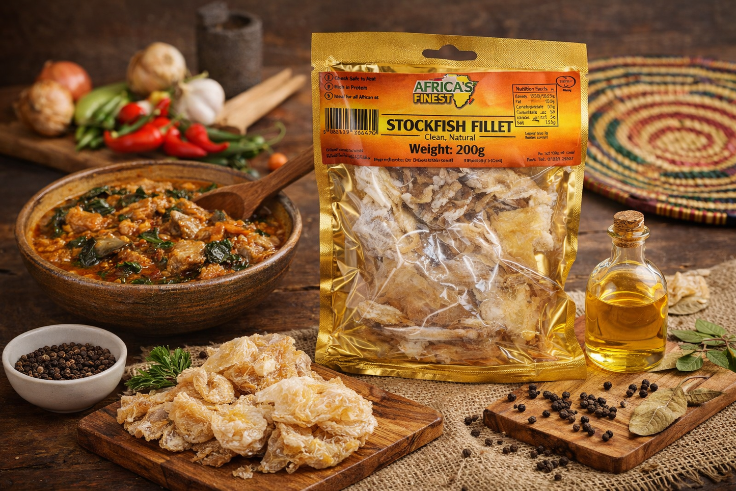Africa’s Finest Stockfish Fillet 200g – Premium Dried Cod Stockfish UK
