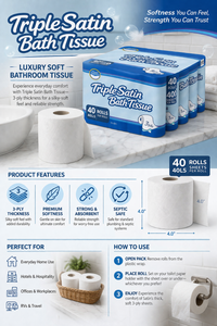 Kirkland Signature Triple Satin 3-Ply Toilet Tissue 40 Rolls – Soft & Absorbent Bulk Pack | UK