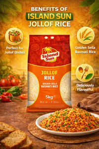 Island Sun Jollof (One-Pot Tomato Rice) Golden Sella Basmati Rice 5kg