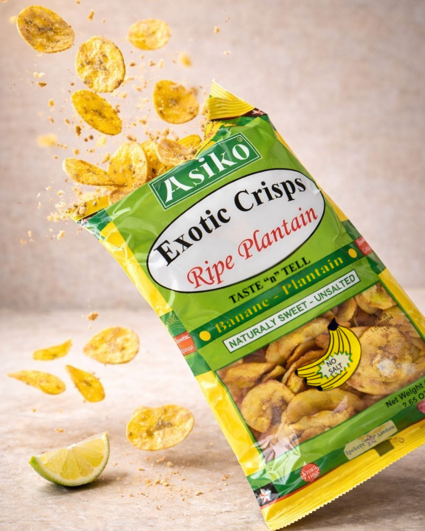 Asiko Naturally Sweet Unsalted Plantain Chips 75g – Gluten-Free Healthy Crisp Snack