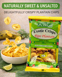 Asiko Naturally Sweet Unsalted Plantain Chips 75g – Gluten-Free Healthy Crisp Snack