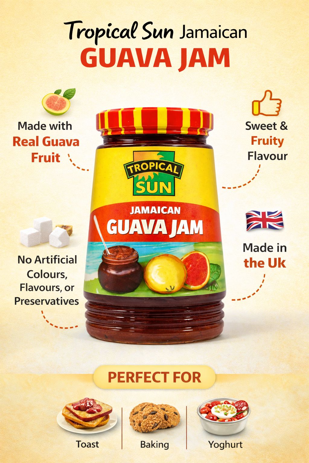 Tropical Sun Jamaican Guava Jam 340g – Sweet Fruit Preserve UK