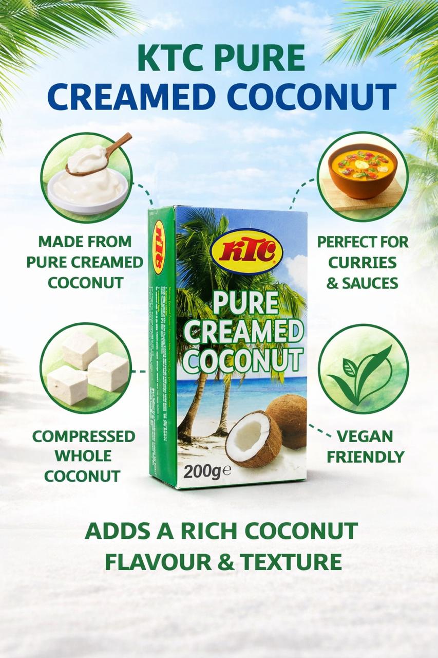 KTC Pure Creamed Coconut 200g – Coconut Cooking Block UK