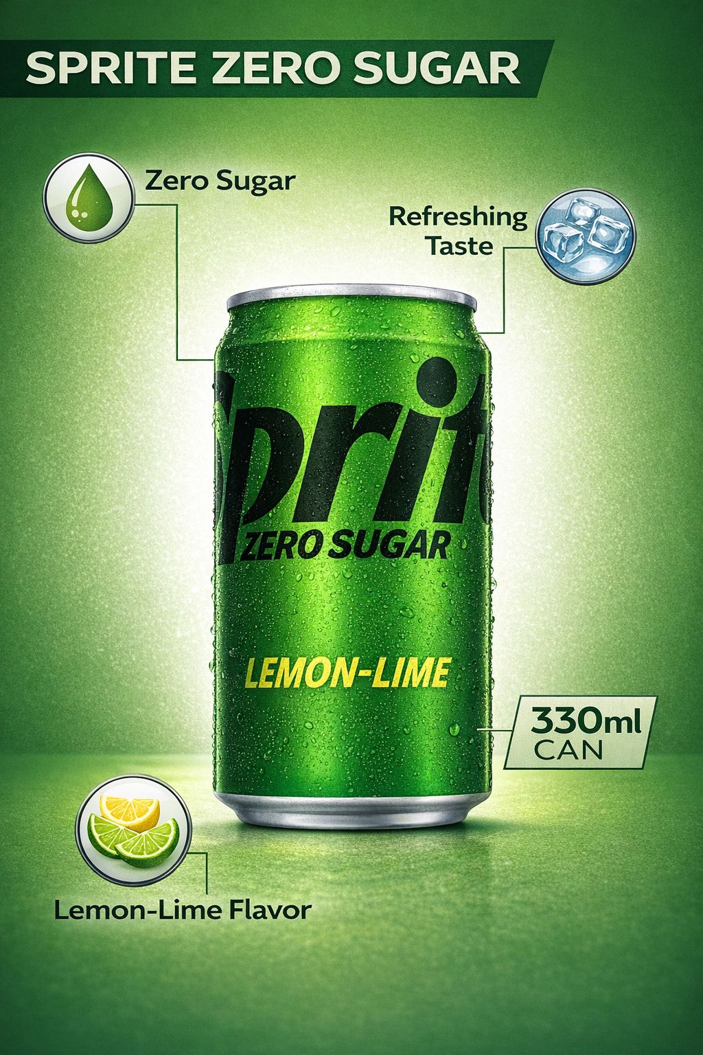 Sprite Lemon & Lime 24 x 330ml – Sugar-Free Soft Drink UK