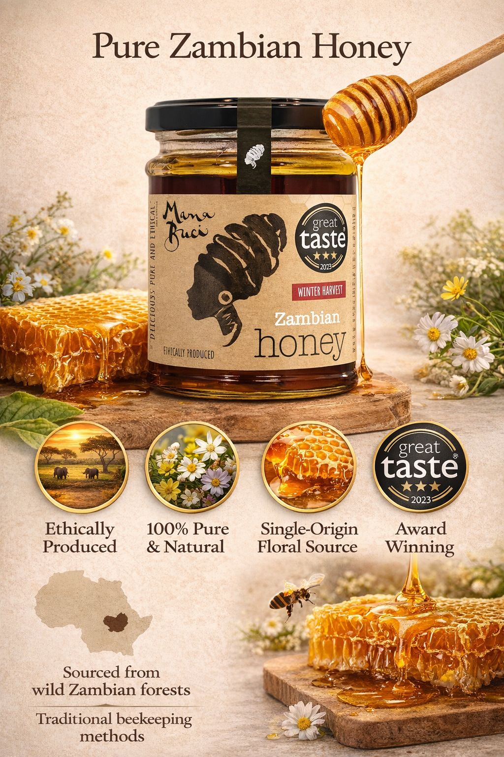 Mama Buci Zambian Honey Winter Harvest 340g