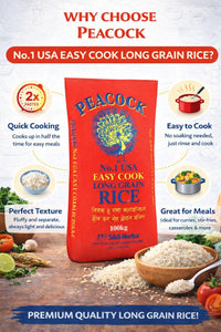 Peacock Easycook Rice 20kg – Bulk Long Grain Easy Cook Rice for Catering | UK