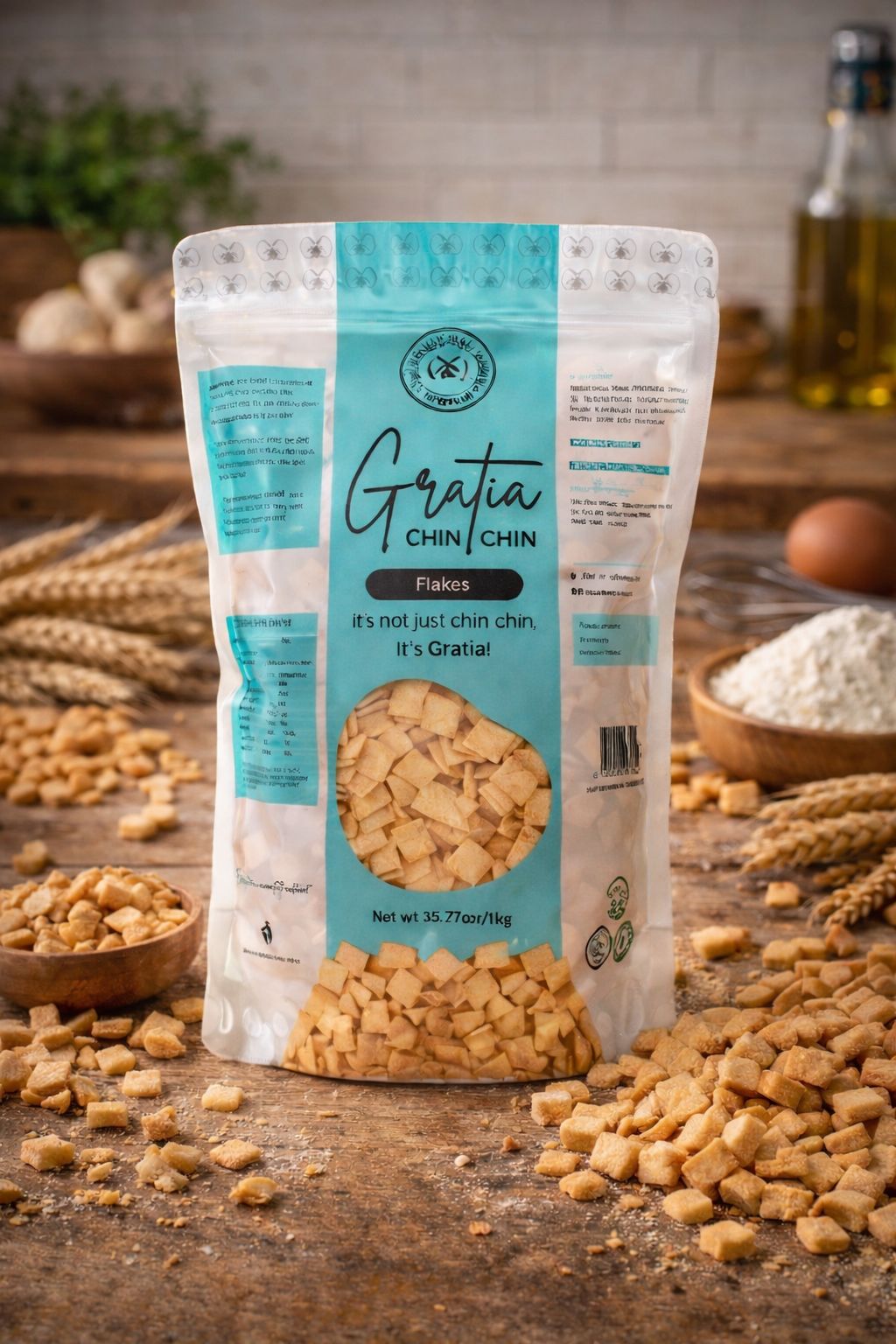 Gratia Premium Chin Chin 1kg (Ziplock) – Crunchy Nigerian Snack, Party & Catering Pack | UK