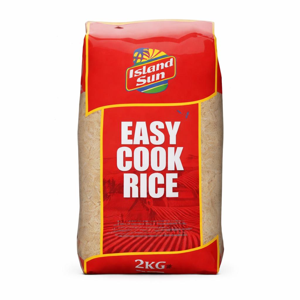 Island Sun Easy Cook Rice 2kg – Long Grain Easy Cook Rice for Fluffy Results | UK