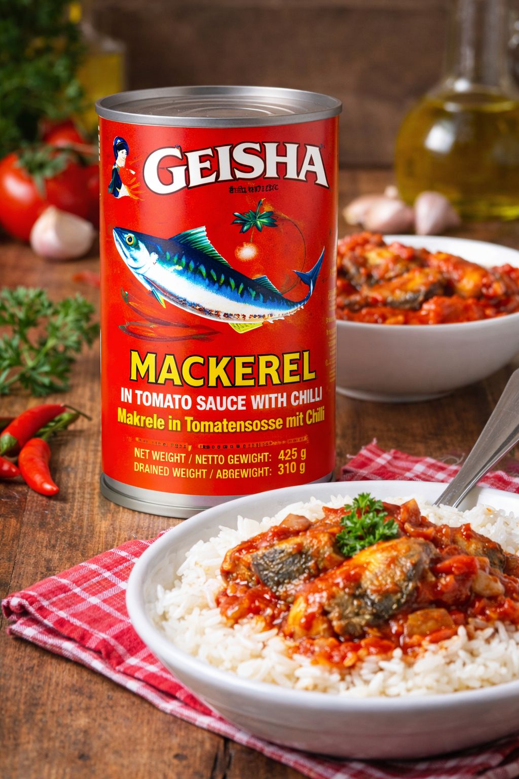 Geisha Mackerel with Chilli 155g – Spicy Mackerel in Tomato Sauce UK