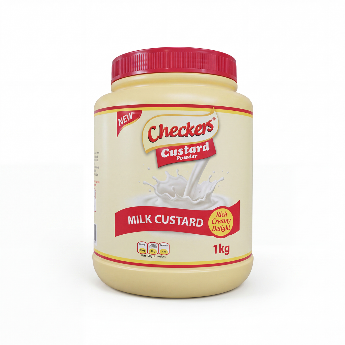 Checkers Milk Custard 1kg pack on a white background