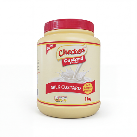 Checkers Milk Custard 1kg pack on a white background