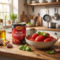 KTC Peeled Plum Tomatoes tin with peeled tomatoes, basil and garlic
