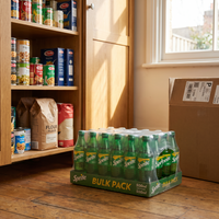 Carton of Sprite delivered and stored in a home pantry