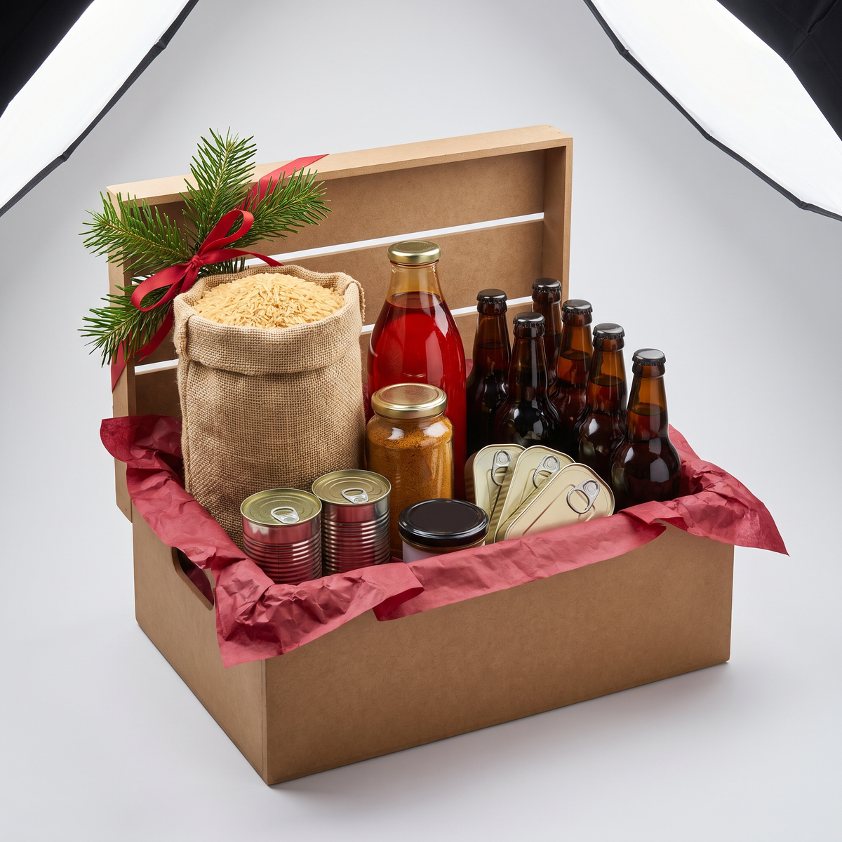 The Jollof Starter Box Christmas hamper with basmati rice, tomato paste, palm oil and sardines