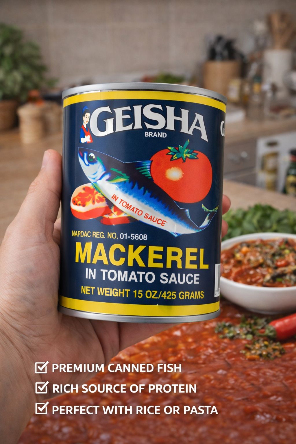 Geisha Mackerel in Tomato Sauce 425g – Premium Canned Mackerel UK