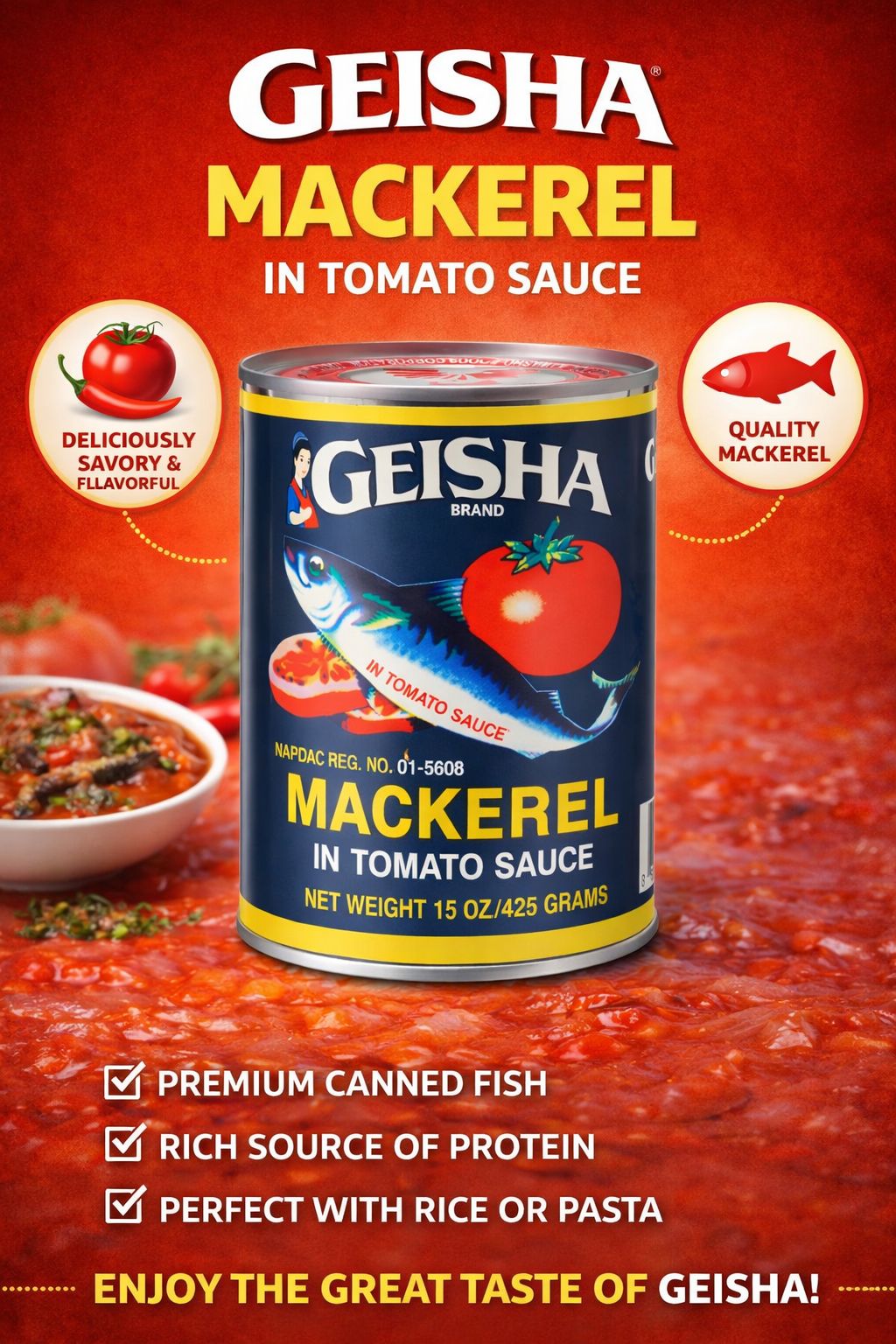 Geisha Mackerel in Tomato Sauce 425g – Premium Canned Mackerel UK