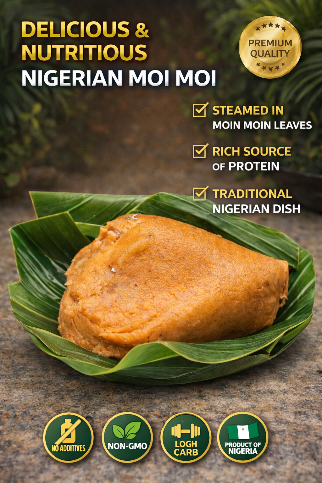 Moi Moi Elewe (MoinMoin) in Leaves – Nigerian Steamed Beans Pudding approx 55g | UK