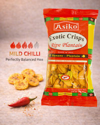 Asiko Mild Chilli & Slightly Salted Plantain Chips 75g – Crunchy Gluten-Free Snack
