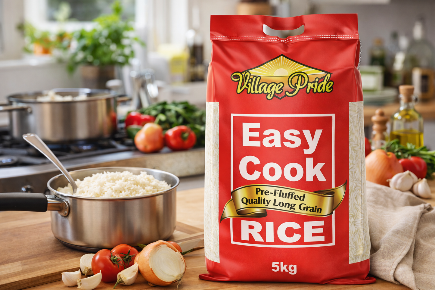 Village Pride Easy Cook Rice 5kg – Long Grain White Rice | Premium UK Bulk