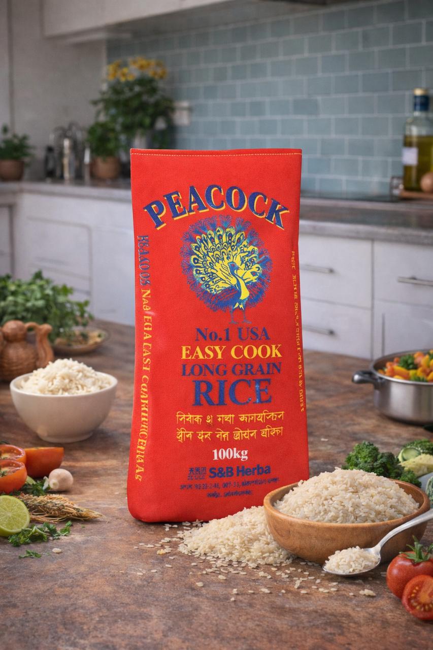 Peacock Easycook Rice 20kg – Bulk Long Grain Easy Cook Rice for Catering | UK