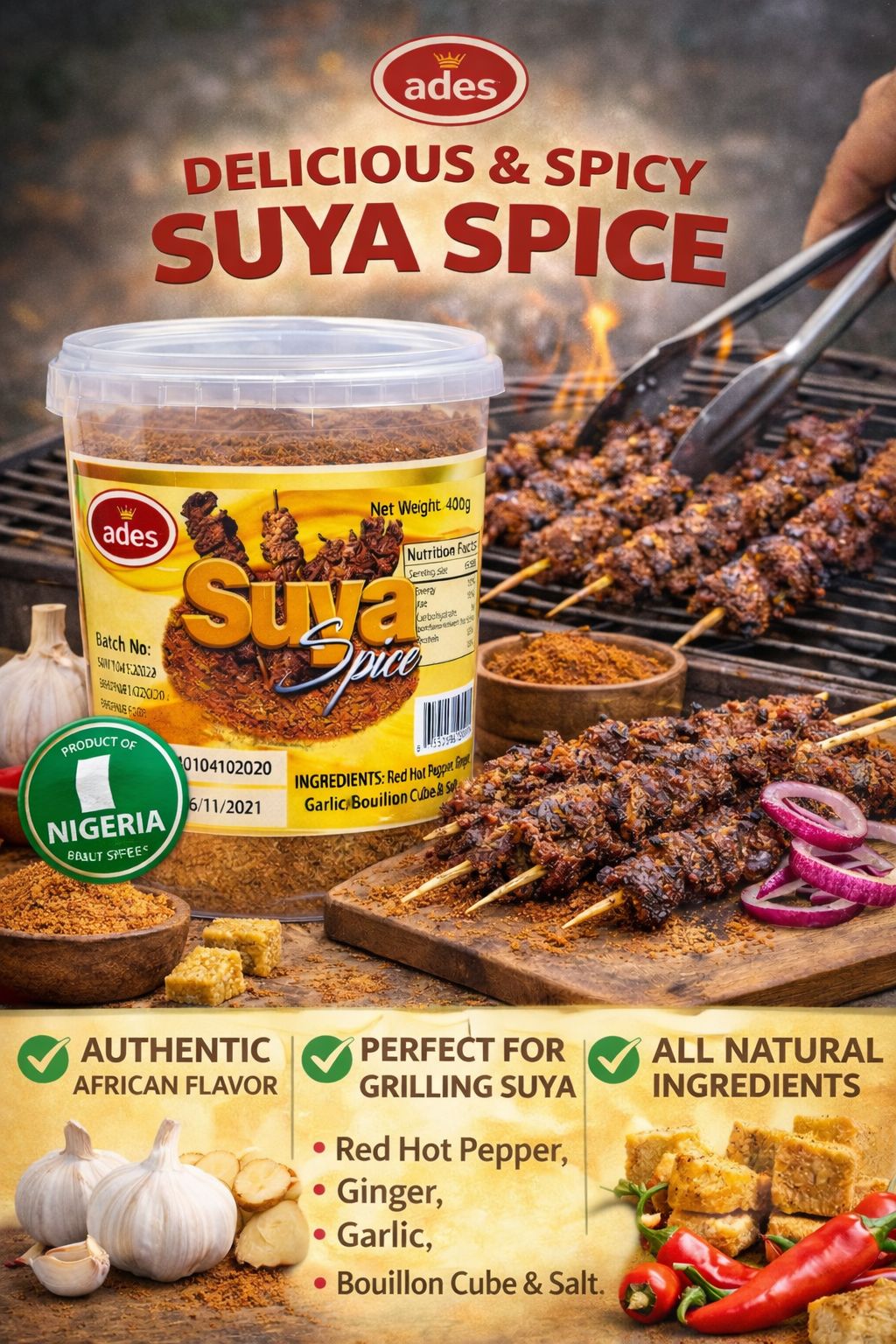 Ade Suya (Spiced Grilled Meat) Spice Powder 500g