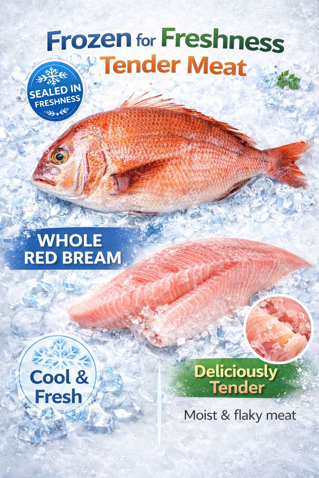 Frozen Red Bream Fish 2kg – Whole Raw Sea Bream UK